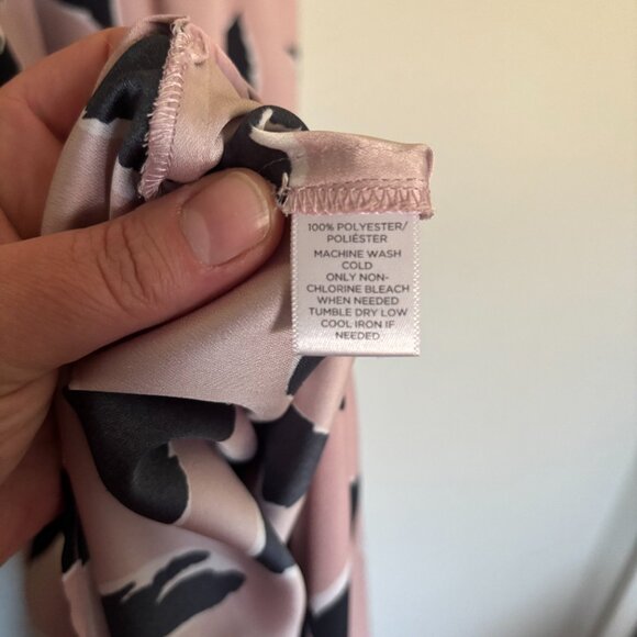 Size L LOFT Pink Feather Leaf cinch tie waist dress - Picture 5 of 6